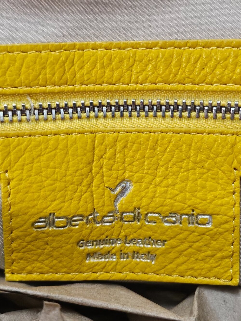 Alberta di Canio Yellow Leather Fringe Tote Bag Made in Italy Boho Handbag - Picture 5 of 7